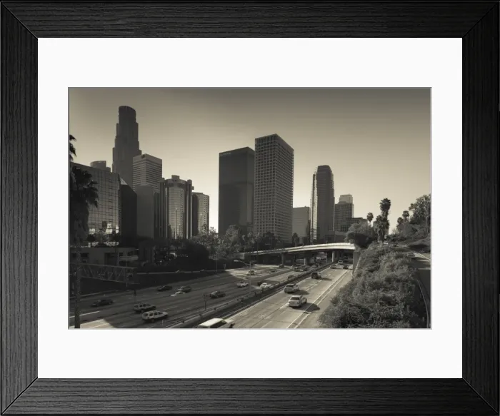Framed Print : USA, California, Los Angeles, downtown and Rt. 110 Harbor Freeway Framed Print : USA, California, Los Angeles, downtown and Rt. 110 Harbor Freeway