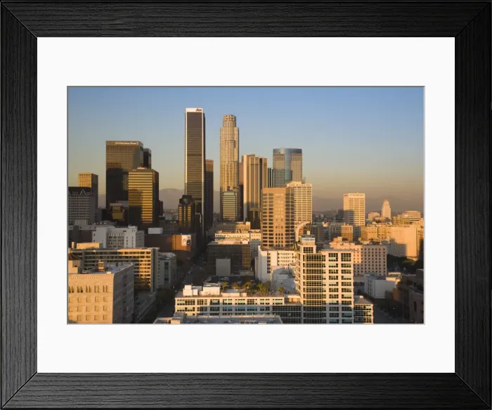 Framed Print : USA, California, Los Angeles, aerial view of downtown from West 11th Street, sunset Framed Print : USA, California, Los Angeles, aerial view of downtown from West 11th Street, sunset