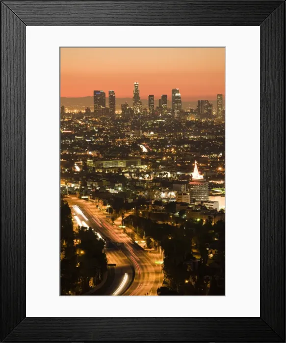 Framed Print : USA, California, Los Angeles, Downtown and Hollywood Freeway 101 from Hollywood Bowl Overlook Framed Print : USA, California, Los Angeles, Downtown and Hollywood Freeway 101 from Hollywood Bowl Overlook
