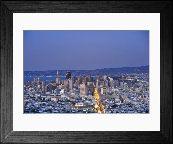 Framed Print : USA, California, San Francisco, Skyline viewed from Twin Peaks