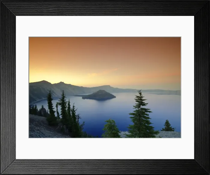 Framed Print : USA, Oregon, Crater Lake National Park, Crater Lake and Wizard Island