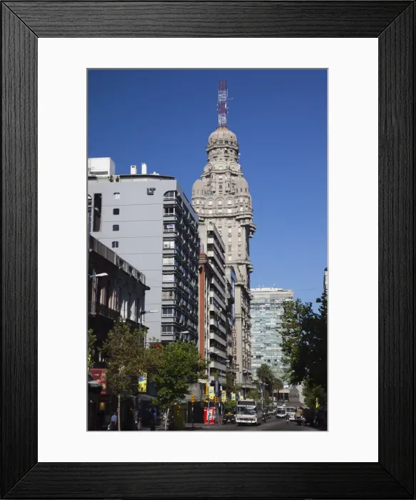 Framed Print : Uruguay, Montevideo, Avenida 18 de Julio avenue and Palacio Salvo building Framed Print : Uruguay, Montevideo, Avenida 18 de Julio avenue and Palacio Salvo building