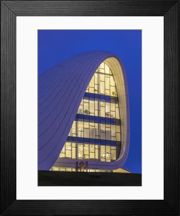 Framed Print : Azerbaijan, Baku, Heydar Aliyev Cultural Center, building designed by Zaha Hadid Framed Print : Azerbaijan, Baku, Heydar Aliyev Cultural Center, building designed by Zaha Hadid