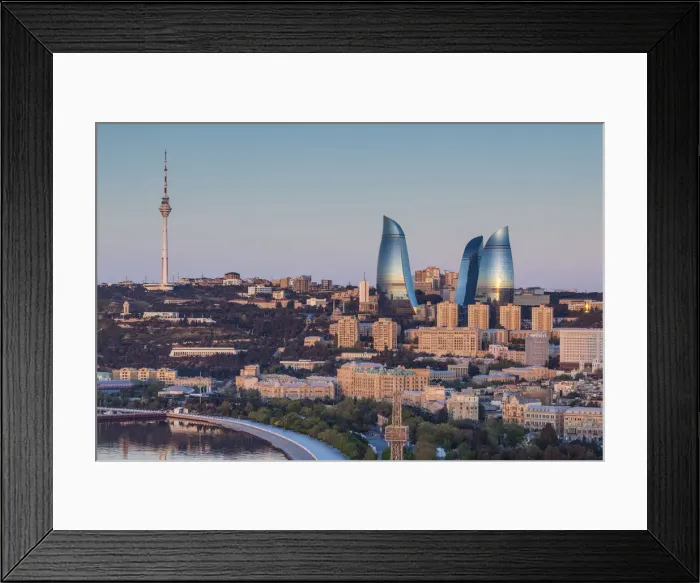 Framed Print : Azerbaijan, Baku, high angle city skyline, from the north Framed Print : Azerbaijan, Baku, high angle city skyline, from the north