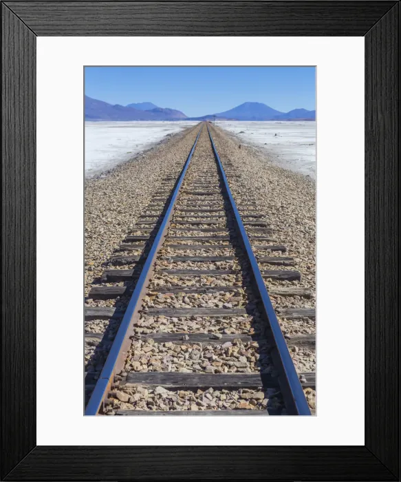 Framed Print : Railway to Chile, Uyuni salt flat, Salar de Uyuni, Potosi department, Bolivia Framed Print : Railway to Chile, Uyuni salt flat, Salar de Uyuni, Potosi department, Bolivia