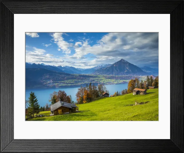 Framed Print : Niesen mountain and Lake Thun, Berner Oberland, Switzerland