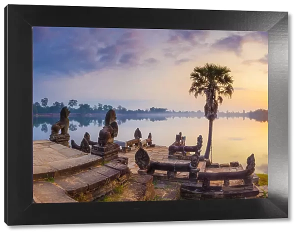 Cambodia, Angkor, Sra Srang, former royal bathing pond, dawn