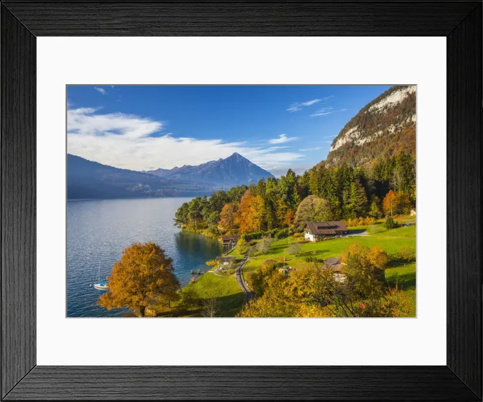 Framed Print : Sundlauenen with Niesen mountain and Lake Thun, Berner Oberland, Switzerland Framed Print : Sundlauenen with Niesen mountain and Lake Thun, Berner Oberland, Switzerland