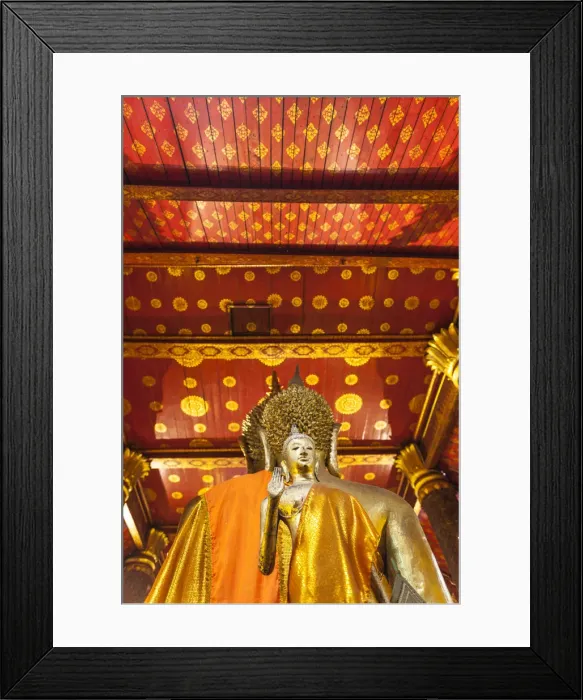 Framed Print : Laos, Luang Prabang, Wat Mai Suwannaphumaham, Buddha statue Framed Print : Laos, Luang Prabang, Wat Mai Suwannaphumaham, Buddha statue