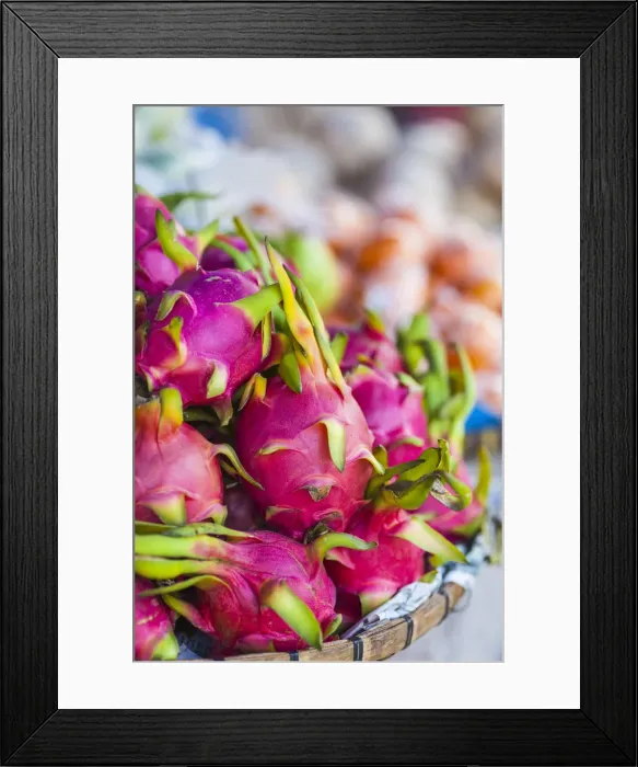 Framed Print : Laos, Luang Prabang, morning market, dragon fruit Framed Print : Laos, Luang Prabang, morning market, dragon fruit
