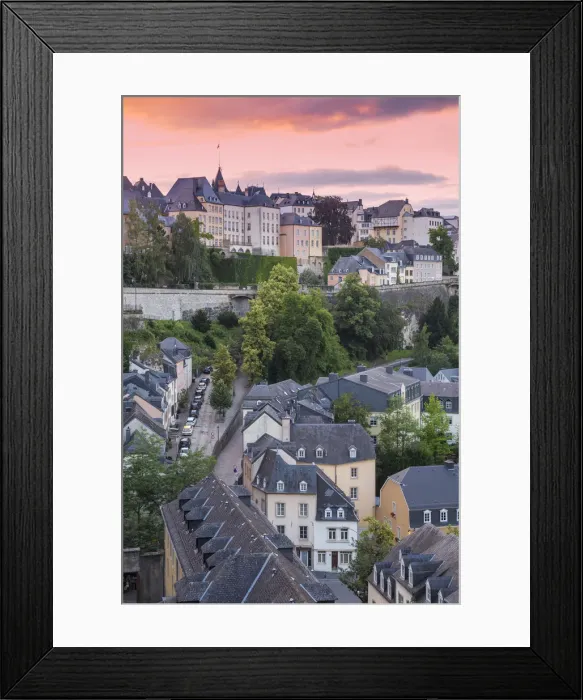 Framed Print : Luxembourg, Luxembourg City, View over the Grund - the lower town towards The Corniche Framed Print : Luxembourg, Luxembourg City, View over the Grund - the lower town towards The Corniche