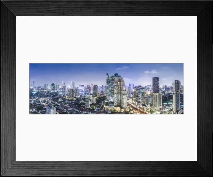 Framed Print : Thailand, Bangkok, Silom Area, high angle skyline view, dusk Framed Print : Thailand, Bangkok, Silom Area, high angle skyline view, dusk
