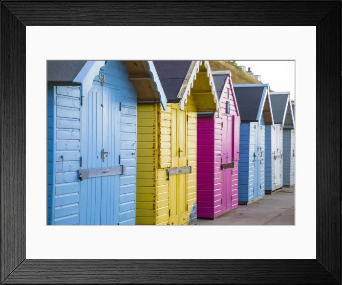 Framed Print : Beach huts, Sheringham, Norfolk, England, UK Framed Print : Beach huts, Sheringham, Norfolk, England, UK