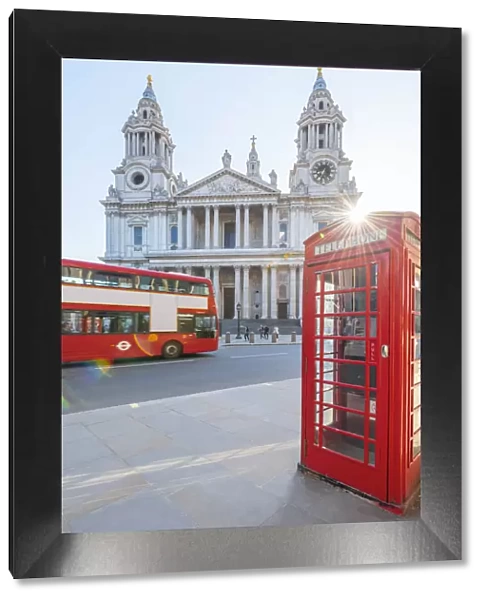 UK, England, London, Ludgate Hill, St. Pauls Cathedral, Red Telephone Box