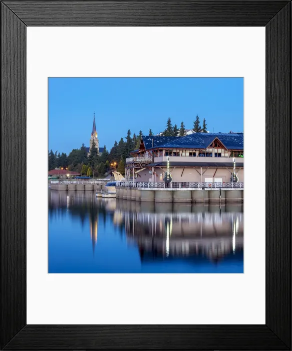 Framed Print : San Carlos Port and Cathedral at twilight, San Carlos de Bariloche, Nahuel Huapi Framed Print : San Carlos Port and Cathedral at twilight, San Carlos de Bariloche, Nahuel Huapi
