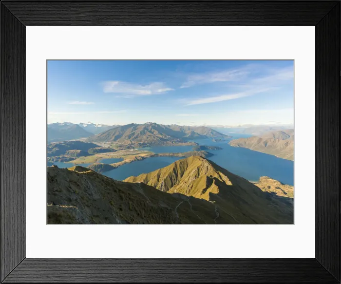 Framed Print : Roys Peak Lookout and Lake Wanaka seen from Roys Peak. Wanaka, Queenstown Lakes district Framed Print : Roys Peak Lookout and Lake Wanaka seen from Roys Peak. Wanaka, Queenstown Lakes district