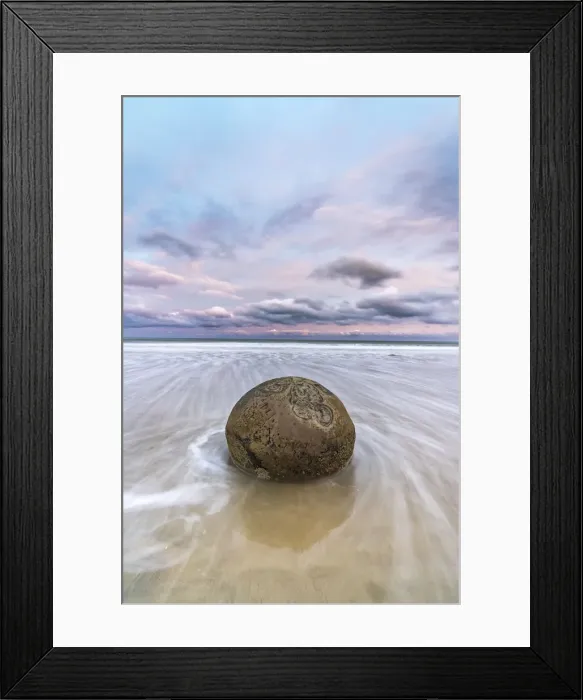 Framed Print : Moeraki Boulders at sunset. Hampden, Waitaki district, Otago region, South Island Framed Print : Moeraki Boulders at sunset. Hampden, Waitaki district, Otago region, South Island