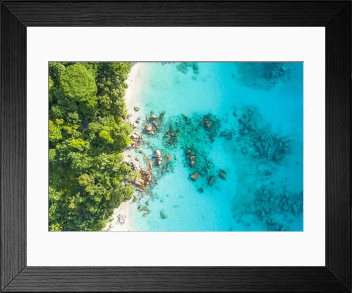 Framed Print : Aerial view of Anse Lazio beach. Praslin island, Seychelles, Africa Framed Print : Aerial view of Anse Lazio beach. Praslin island, Seychelles, Africa