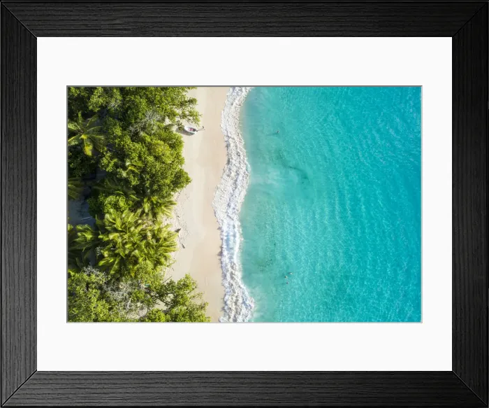 Framed Print : Aerial view of Anse Lazio beach. Praslin island, Seychelles, Africa