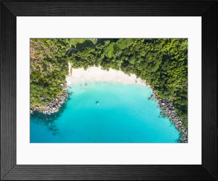 Framed Print : Aerial view of Anse Georgette, Praslin island, Seychelles, Africa Framed Print : Aerial view of Anse Georgette, Praslin island, Seychelles, Africa