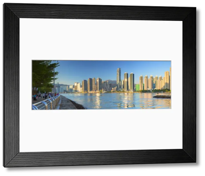 Framed Print : Tsing Yi Promenade and skyline of Tsuen Wan with Nina Tower, Tsuen Wan, Hong Kong, China Framed Print : Tsing Yi Promenade and skyline of Tsuen Wan with Nina Tower, Tsuen Wan, Hong Kong, China