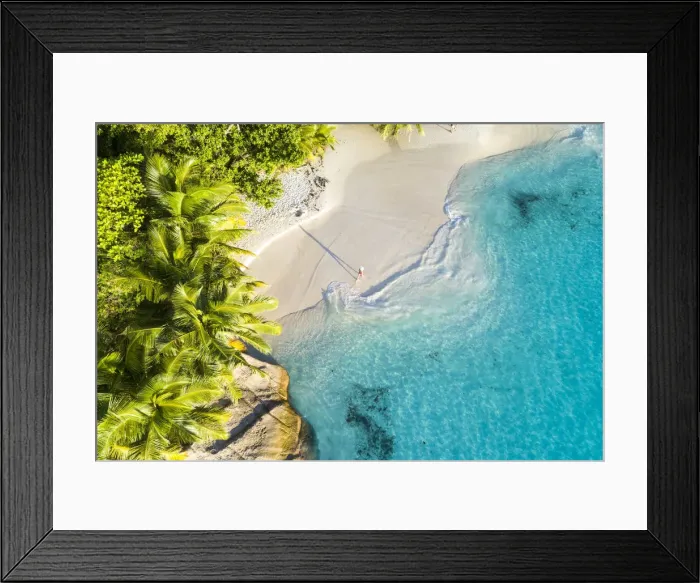 Framed Print : Aerial view of Anse Lazio beach. Praslin island, Seychelles, Africa (MR)