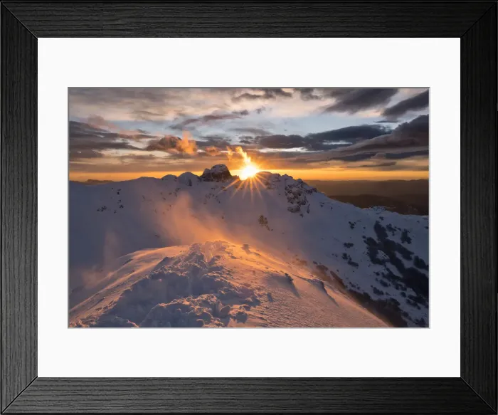 Framed Print : magic winter sunset over Gendearme mountain, Cerreto Laghi, municipality of Ventasso Framed Print : magic winter sunset over Gendearme mountain, Cerreto Laghi, municipality of Ventasso