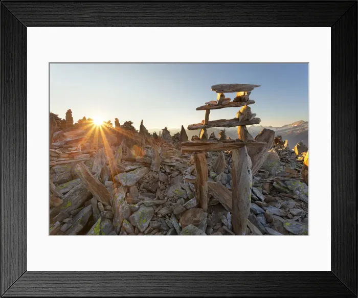Framed Print : Cairns on summit of PeterskAopfl, Zillertal Alps, Tyrol, Schwaz district, Austria Framed Print : Cairns on summit of PeterskAopfl, Zillertal Alps, Tyrol, Schwaz district, Austria