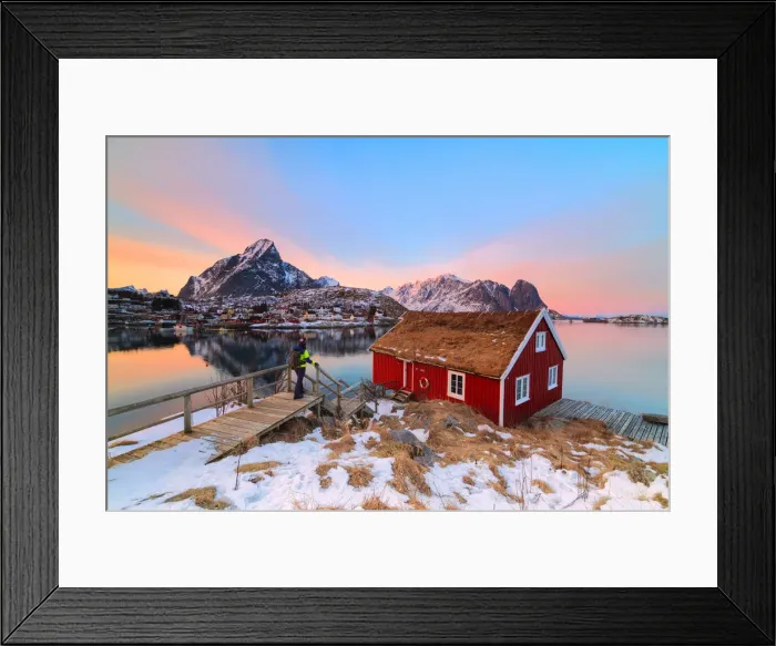 Framed Print : Traditional Rorbu with grass roof, Reine, Lofoten Islands, Norway (MR) Framed Print : Traditional Rorbu with grass roof, Reine, Lofoten Islands, Norway (MR)