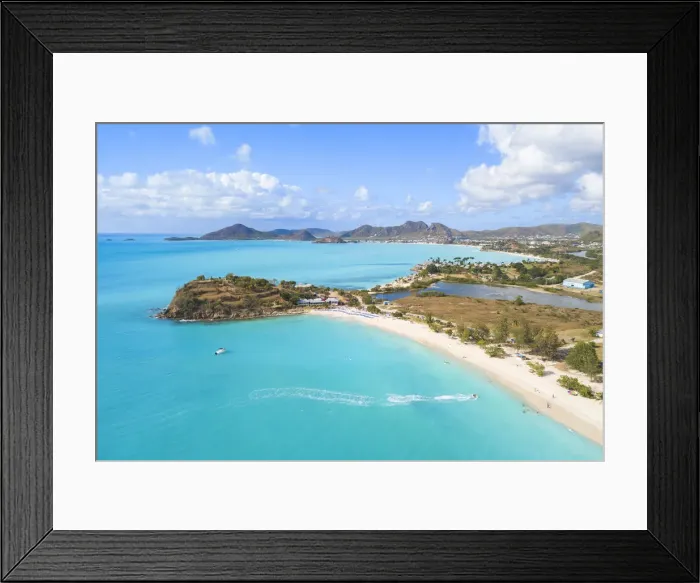 Framed Print : Fine sand beach awashed by turquoise sea, Ffryes Beach, Antigua, Antigua and Barbuda Framed Print : Fine sand beach awashed by turquoise sea, Ffryes Beach, Antigua, Antigua and Barbuda