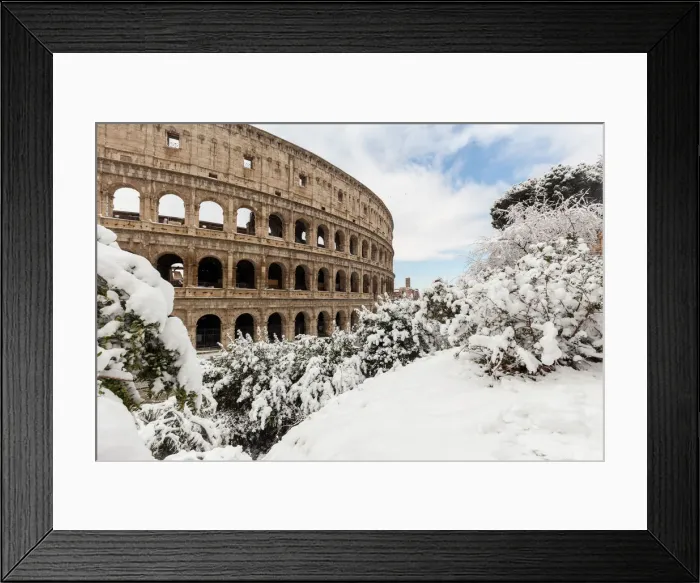 Framed Print : Colosseum after the great snowfall of Rome in 2018 Europe, Italy, Lazio, Province of Rome