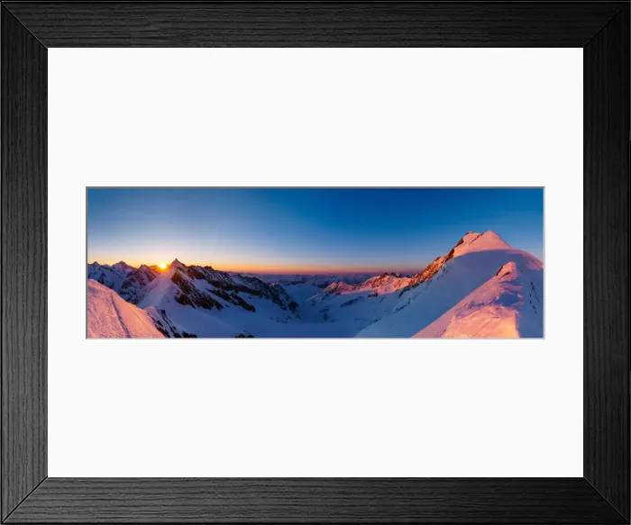 Framed Print : Panoramic view of Aletschorn at sunrise with red light. Aletschorn, Vallese Framed Print : Panoramic view of Aletschorn at sunrise with red light. Aletschorn, Vallese
