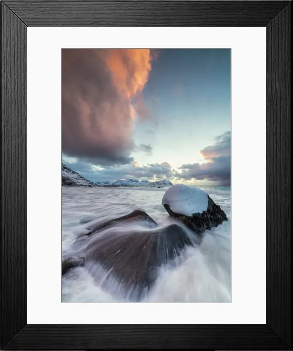 Framed Print : Ice on rocks in the rough sea, Vikten, Flakstad municipality, Lofoten Islands, Norway Framed Print : Ice on rocks in the rough sea, Vikten, Flakstad municipality, Lofoten Islands, Norway