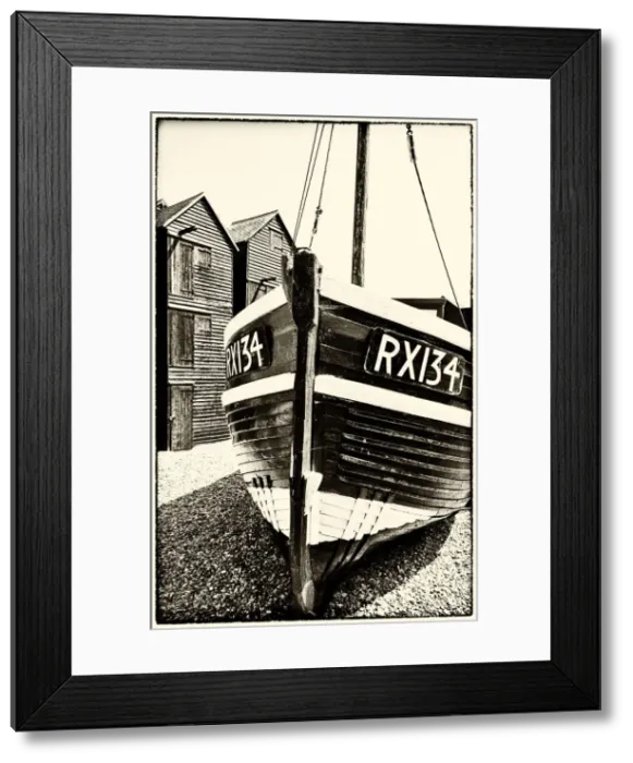 Framed Print : A fishing boat and the net shops ( a weather-proof storage for the fishing gear) Framed Print : A fishing boat and the net shops ( a weather-proof storage for the fishing gear)
