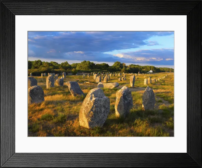 Framed Print : France, Brittany, MorbihanCarnac, megalithic menhir alignments of Menec, wide view Framed Print : France, Brittany, MorbihanCarnac, megalithic menhir alignments of Menec, wide view