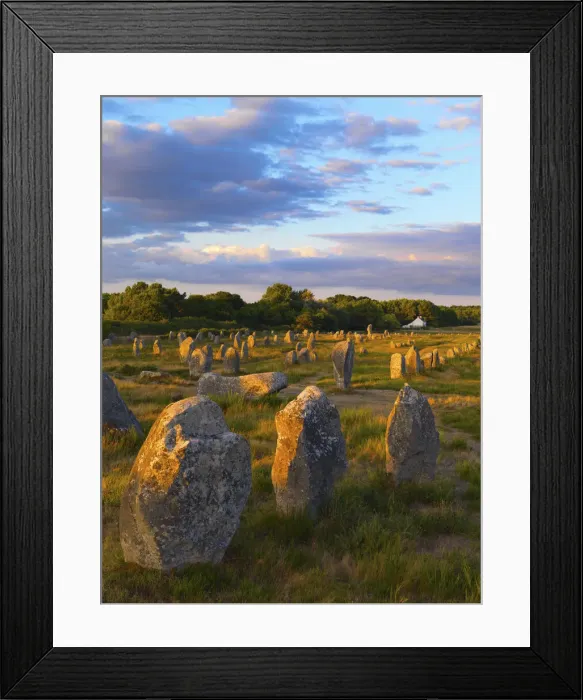 Framed Print : France, Brittany, MorbihanCarnac, megalithic menhir alignments of Menec, wide view Framed Print : France, Brittany, MorbihanCarnac, megalithic menhir alignments of Menec, wide view