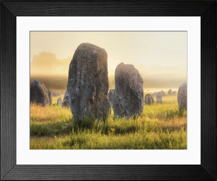 Framed Print : France, Brittany, Morbihan, Carnac, megalithic menhir alignments of Menec in fog Framed Print : France, Brittany, Morbihan, Carnac, megalithic menhir alignments of Menec in fog