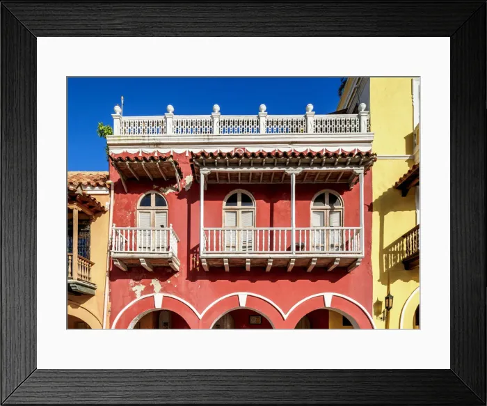 Framed Print : Houses with Balconies, Plaza de Los Coches, Old Town, Cartagena, Bolivar Department Framed Print : Houses with Balconies, Plaza de Los Coches, Old Town, Cartagena, Bolivar Department