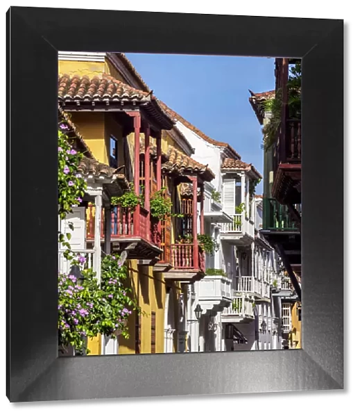Houses with Balconies, Old Town, Cartagena, Bolivar Department, Colombia