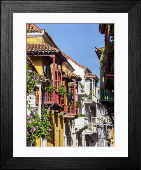 Framed Print : Houses with Balconies, Old Town, Cartagena, Bolivar Department, Colombia Framed Print : Houses with Balconies, Old Town, Cartagena, Bolivar Department, Colombia