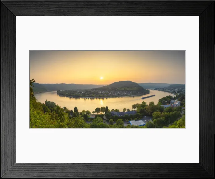 Framed Print : River Rhine at sunrise, Boppard, Rhineland-Palatinate, Germany Framed Print : River Rhine at sunrise, Boppard, Rhineland-Palatinate, Germany