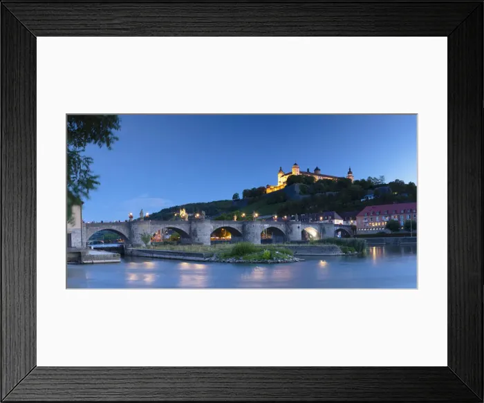 Framed Print : Marienberg Fortress and Old Main Bridge at dusk, Wurzburg, Bavaria, Germany Framed Print : Marienberg Fortress and Old Main Bridge at dusk, Wurzburg, Bavaria, Germany