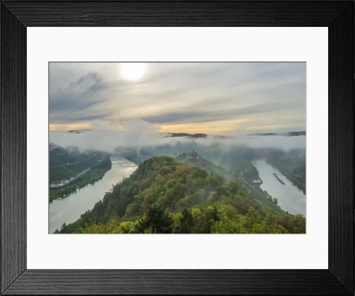 Framed Print : River Mosel with Ponderich, former cloister Marienburg and Zell, Mosel valley Framed Print : River Mosel with Ponderich, former cloister Marienburg and Zell, Mosel valley
