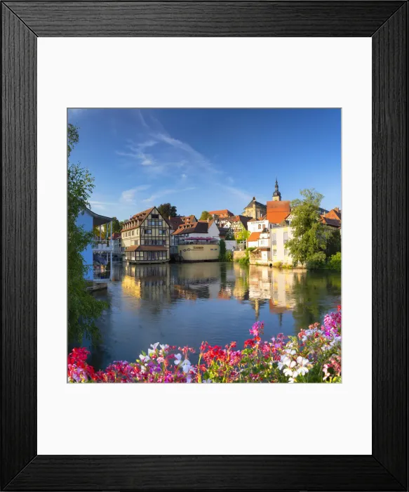 Framed Print : Hotel Nepomuk and Eckerts restaurant on River Regnitz, Bamberg (UNESCO World Heritage Framed Print : Hotel Nepomuk and Eckerts restaurant on River Regnitz, Bamberg (UNESCO World Heritage