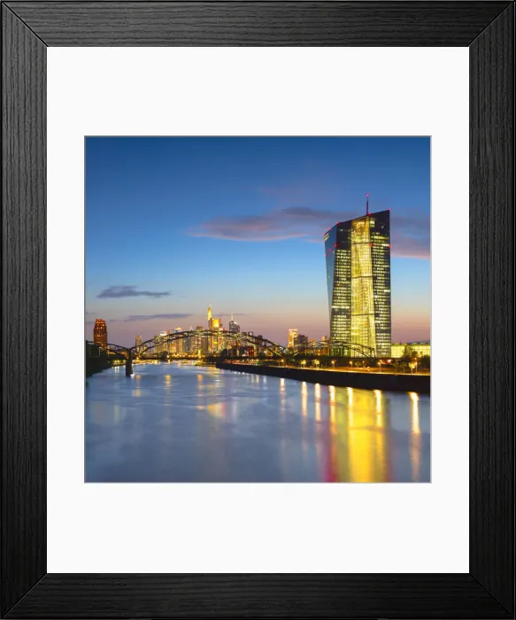 Framed Print : European Central Bank at dusk, Frankfurt, Hesse, Germany