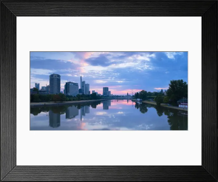 Framed Print : Skyline and River Main at dawn, Frankfurt, Hesse, Germany Framed Print : Skyline and River Main at dawn, Frankfurt, Hesse, Germany