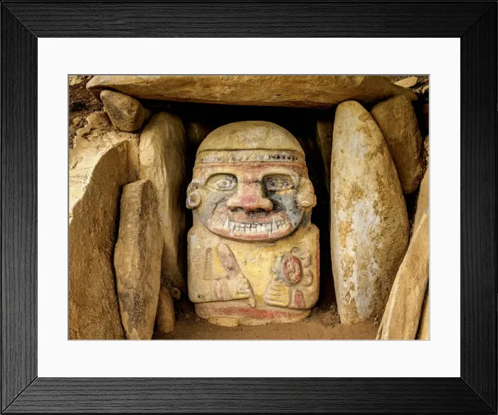 Framed Print : Pre-Columbian Sculpture, Alto el Purutal, San Agustin Archaeological Park, Huila Framed Print : Pre-Columbian Sculpture, Alto el Purutal, San Agustin Archaeological Park, Huila