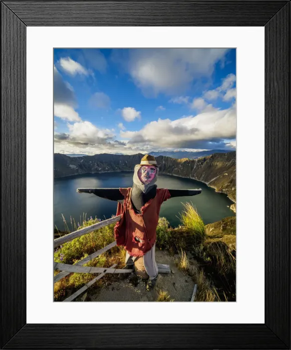 Framed Print : Scarecrow at the view point by the Lake Quilotoa, Cotopaxi Province, Ecuador Framed Print : Scarecrow at the view point by the Lake Quilotoa, Cotopaxi Province, Ecuador