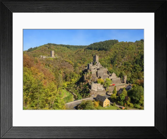 Framed Print : Oberburg and Niederburg castles, Manderscheid, Eifel, Rhineland-Palatinate, Germany Framed Print : Oberburg and Niederburg castles, Manderscheid, Eifel, Rhineland-Palatinate, Germany