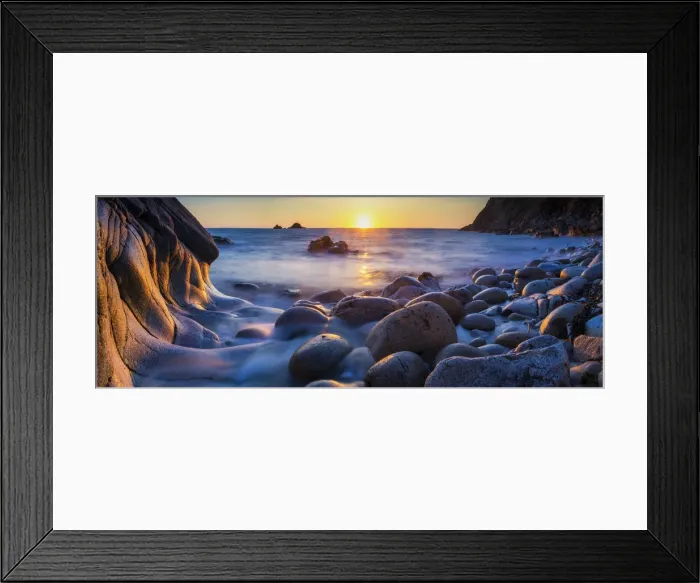 Framed Print : Sunset at Porth Navan, Cornwall, England Framed Print : Sunset at Porth Navan, Cornwall, England